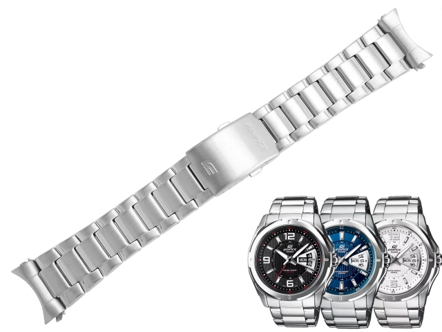 Oryginalna bransoleta Casio Edifice EF-129D EF-129 srebrna stalowa + teleskopy maskownice